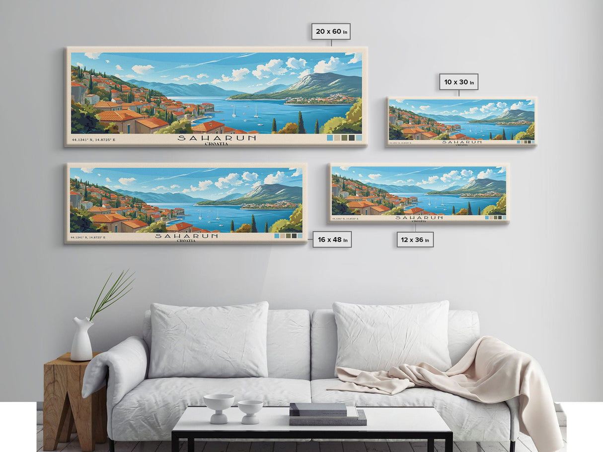 Saharun, Croatia Panoramic Print, Vacation Gift, Croatia Wall Art, Beach Painting, Beach Decor, Beach Or Lakehouse Art