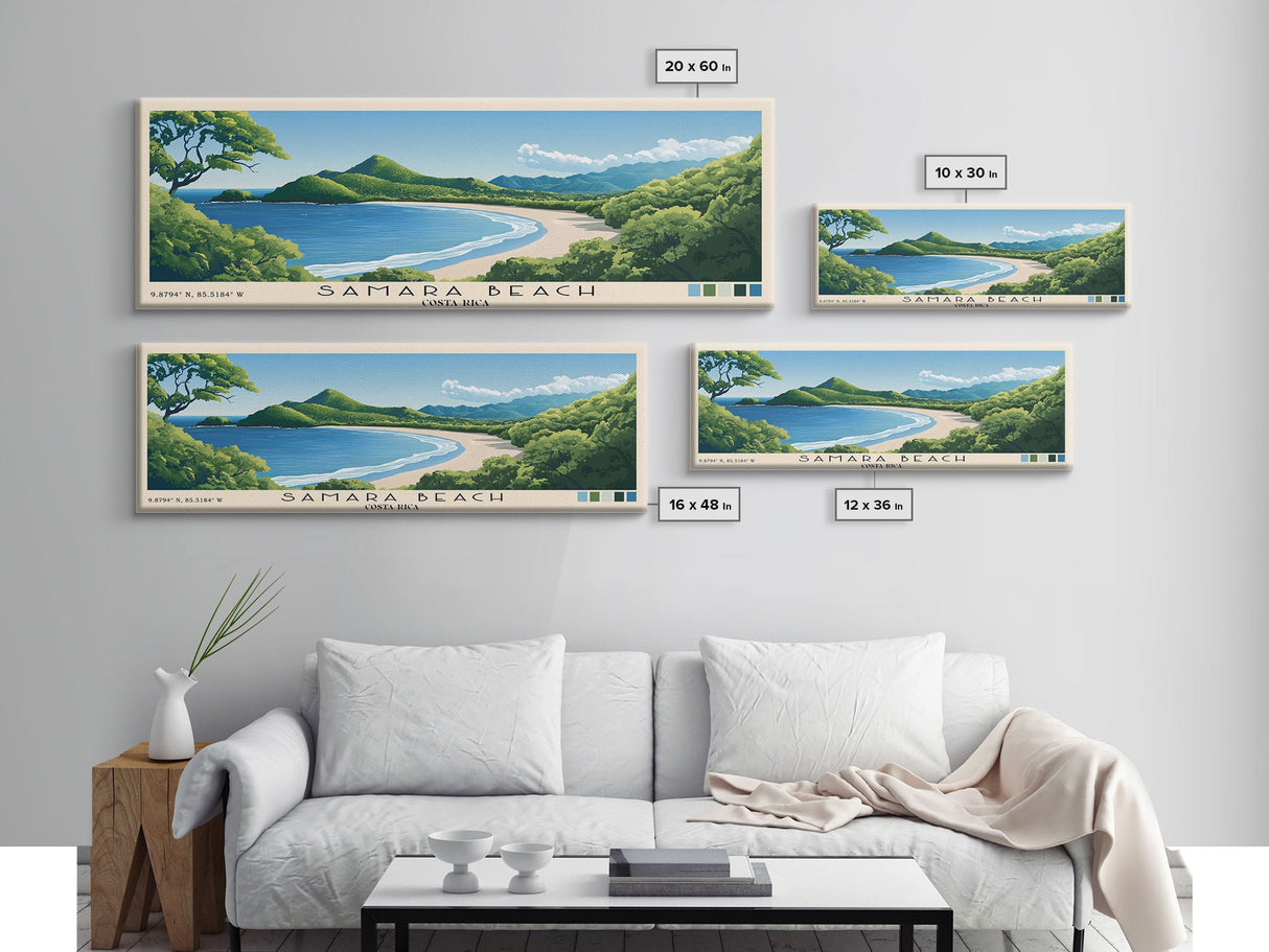 Samara Beach, Costa Rica Panoramic Print, Vacation Gift, Costa Rica Wall Art, Beach Painting, Beach Decor, Beach Or Lakehouse Art