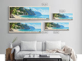 San Fruttuoso Beach, Italy Panoramic Print, Vacation Gift, Italy Wall Art, Beach Painting, Beach Decor, Large Wall Art, Wood Frame Art