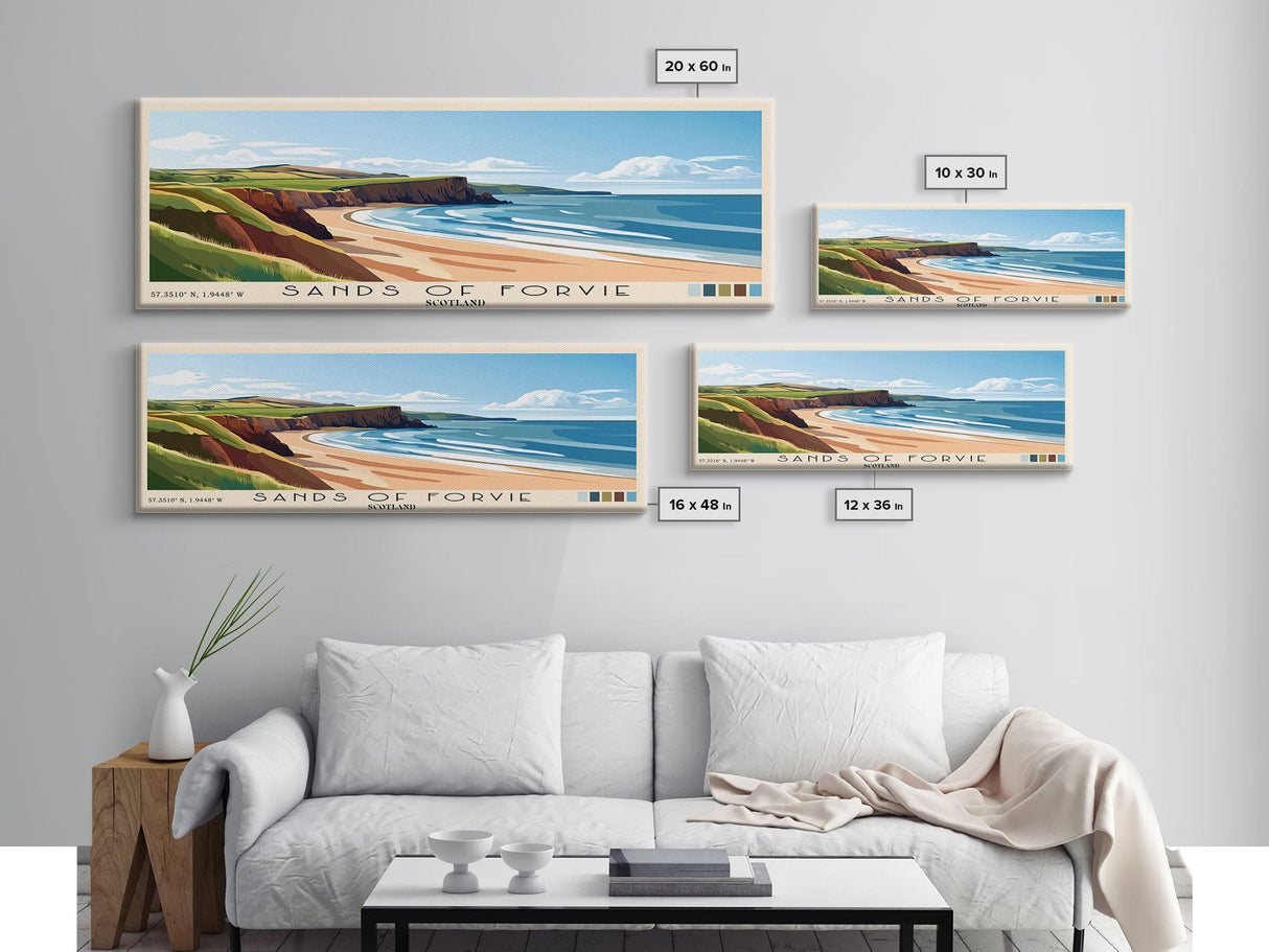 Sands of Forvie, Scotland Panoramic Beach Print, Vacation Gift, Scotland Wall Art, Framed Canvas Print, Framed Beach Painting