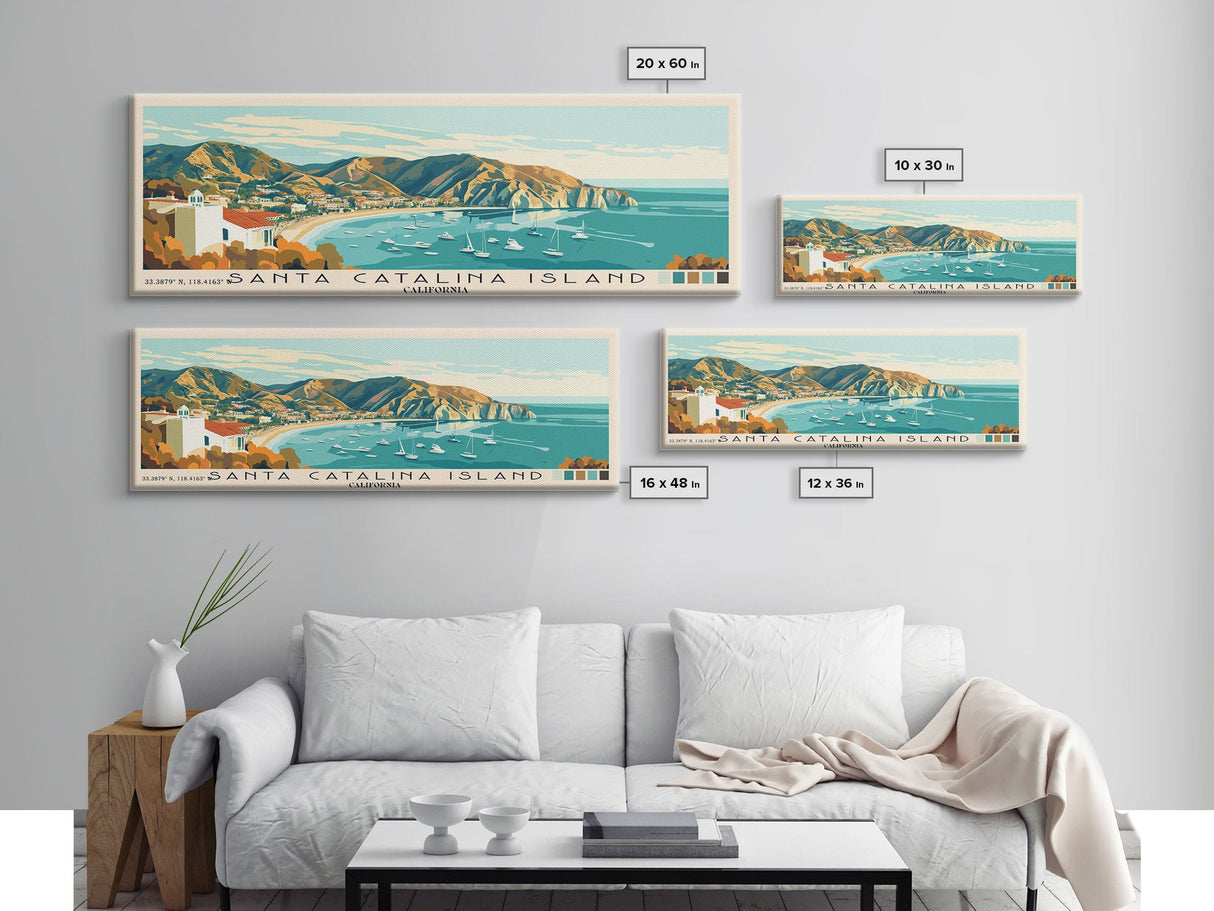 Santa Catalina Island, California Panoramic Beach Print, Vacation Gift, California Wall Art, Beach Painting, Beach Decor, Beach Painting