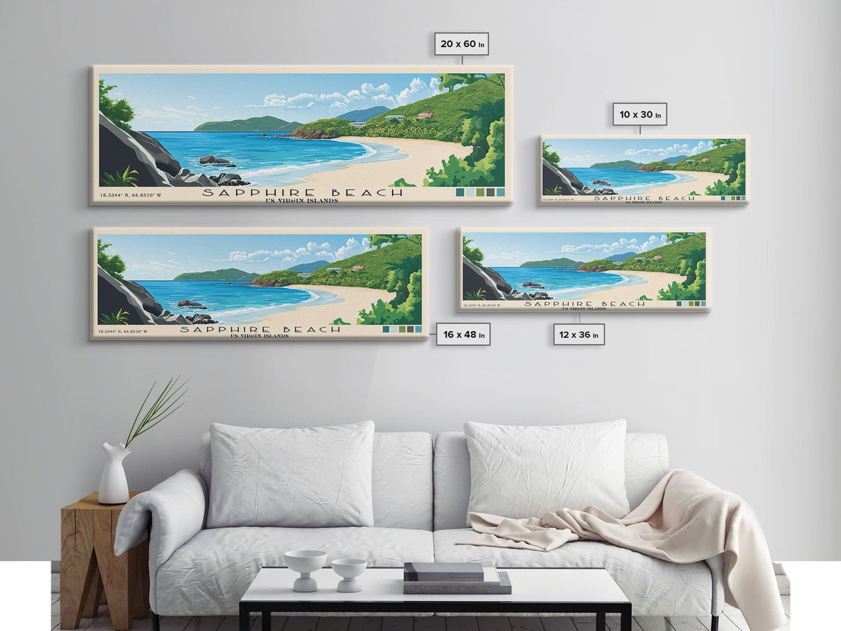 Sapphire Beach, US Virgin islands Panoramic Print, Vacation Gift, US Virgin islands Wall Art, Vacation Wall Art, Vacatation Memories, Beach Decor, Beach Or Lakehouse Art