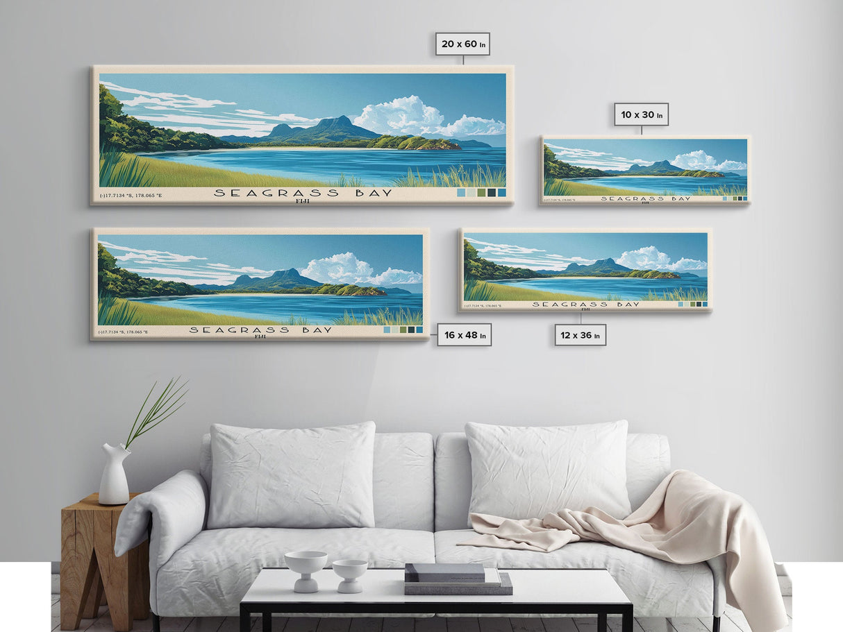 Seagrass Bay, Fiji Panoramic Print, Vacation Gift, Fiji Wall Art, Vacation Wall Art, Vacatation Memories, Beach Decor, Beach Or Lakehouse Art