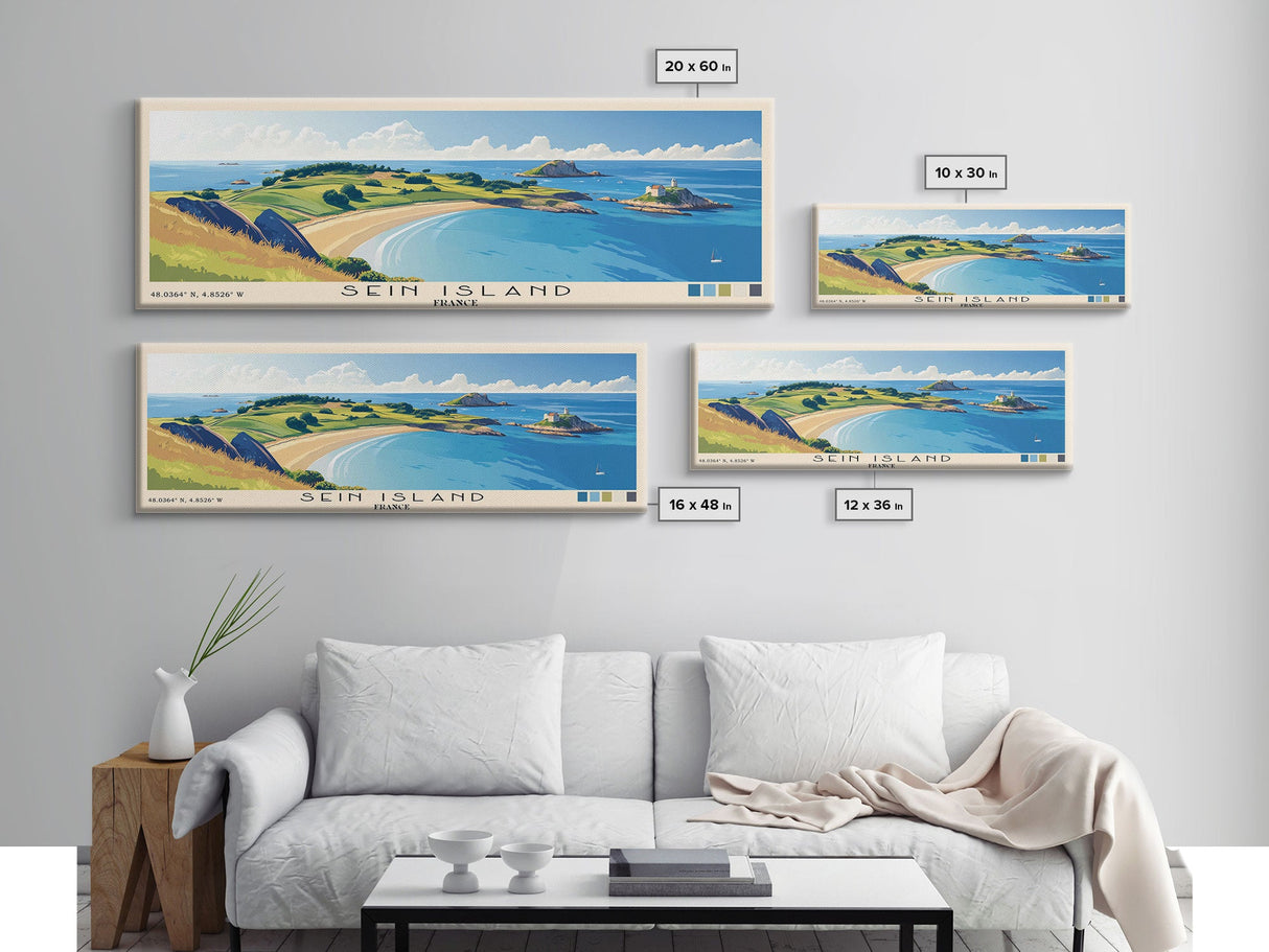 Sein Island, France Panoramic Print, Vacation Gift, France Wall Art, Beach Painting, Beach Decor, Large Wall Art, Wood Frame Art