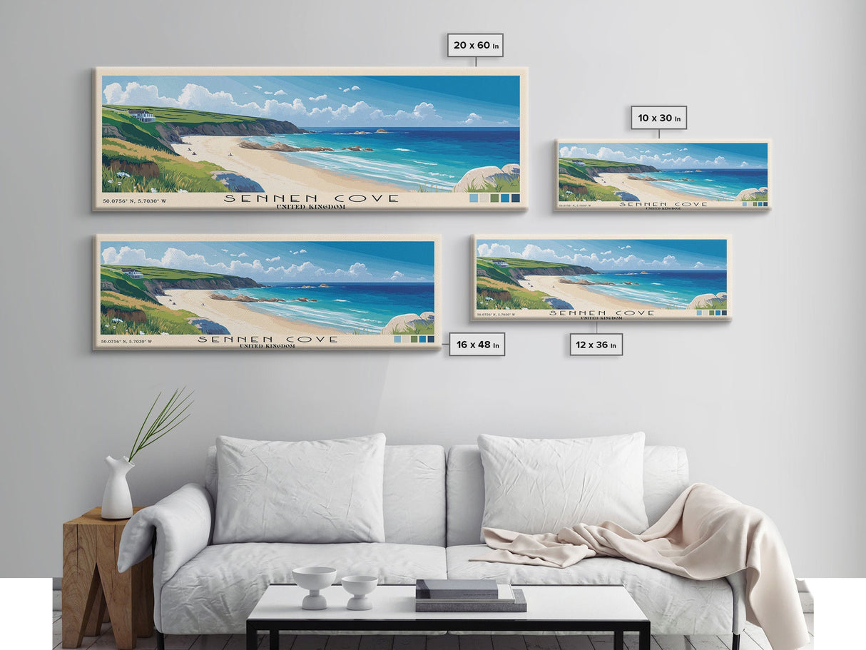 Sennen Cove, United Kingdom Panoramic Print, Vacation Gift, United Kingdom Wall Art, Vacation Wall Art, Vacatation Memories, Beach Decor, Beach Or Lakehouse Art