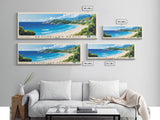 Seychelles Beach, Greece Panoramic Beach Print, Vacation Gift, Greece Wall Art, Framed Canvas Print, Framed Beach Painting