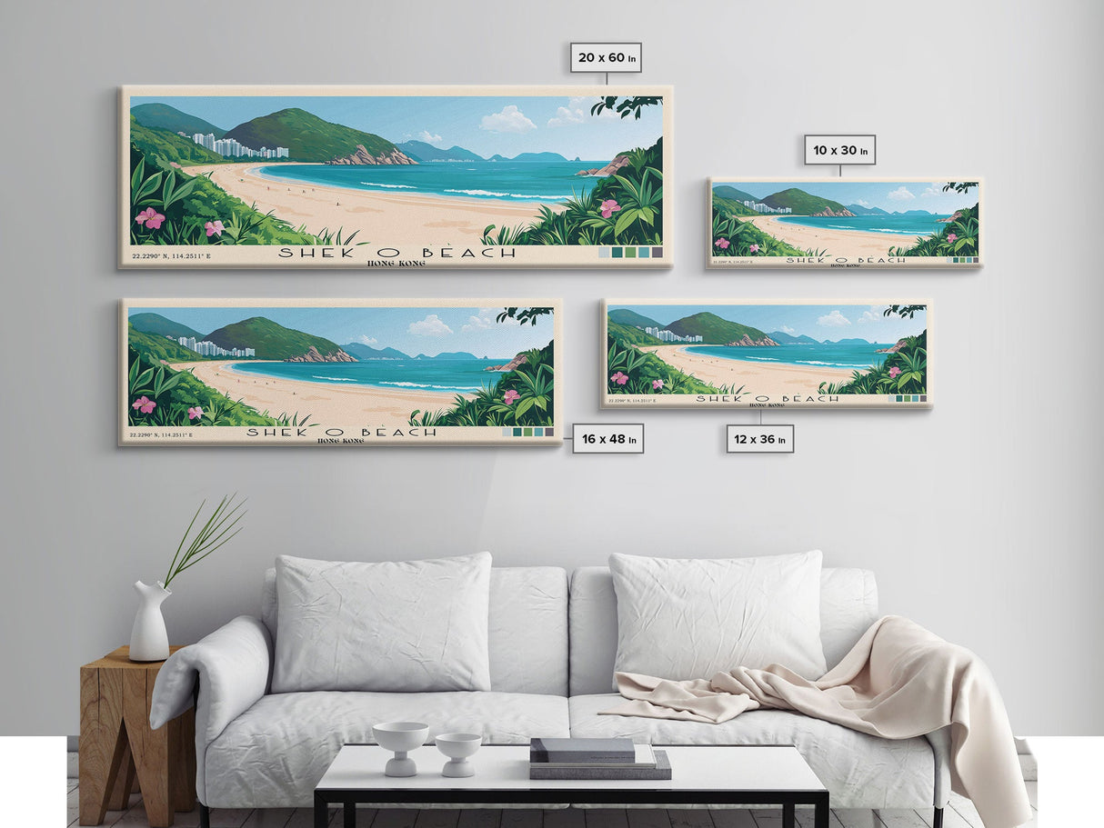 Shek O Beach, Hong Kong Panoramic Print, Vacation Gift, Hong Kong Wall Art, Beach Painting, Beach Decor, Beach Or Lakehouse Art