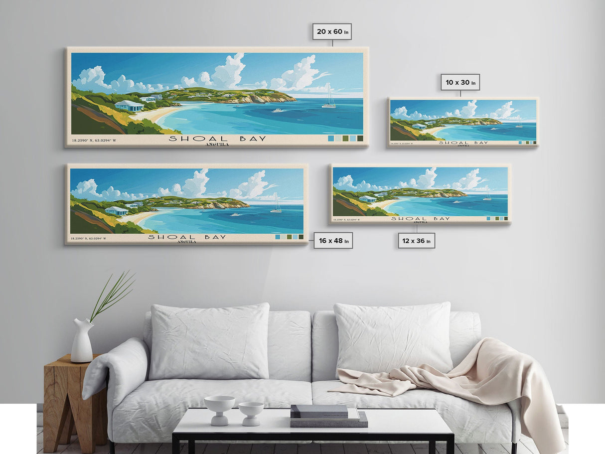 Shoal Bay, Anguila Panoramic Print, Vacation Gift, Anguila Wall Art, Vacation Wall Art, Vacatation Memories, Beach Decor, Beach Or Lakehouse Art