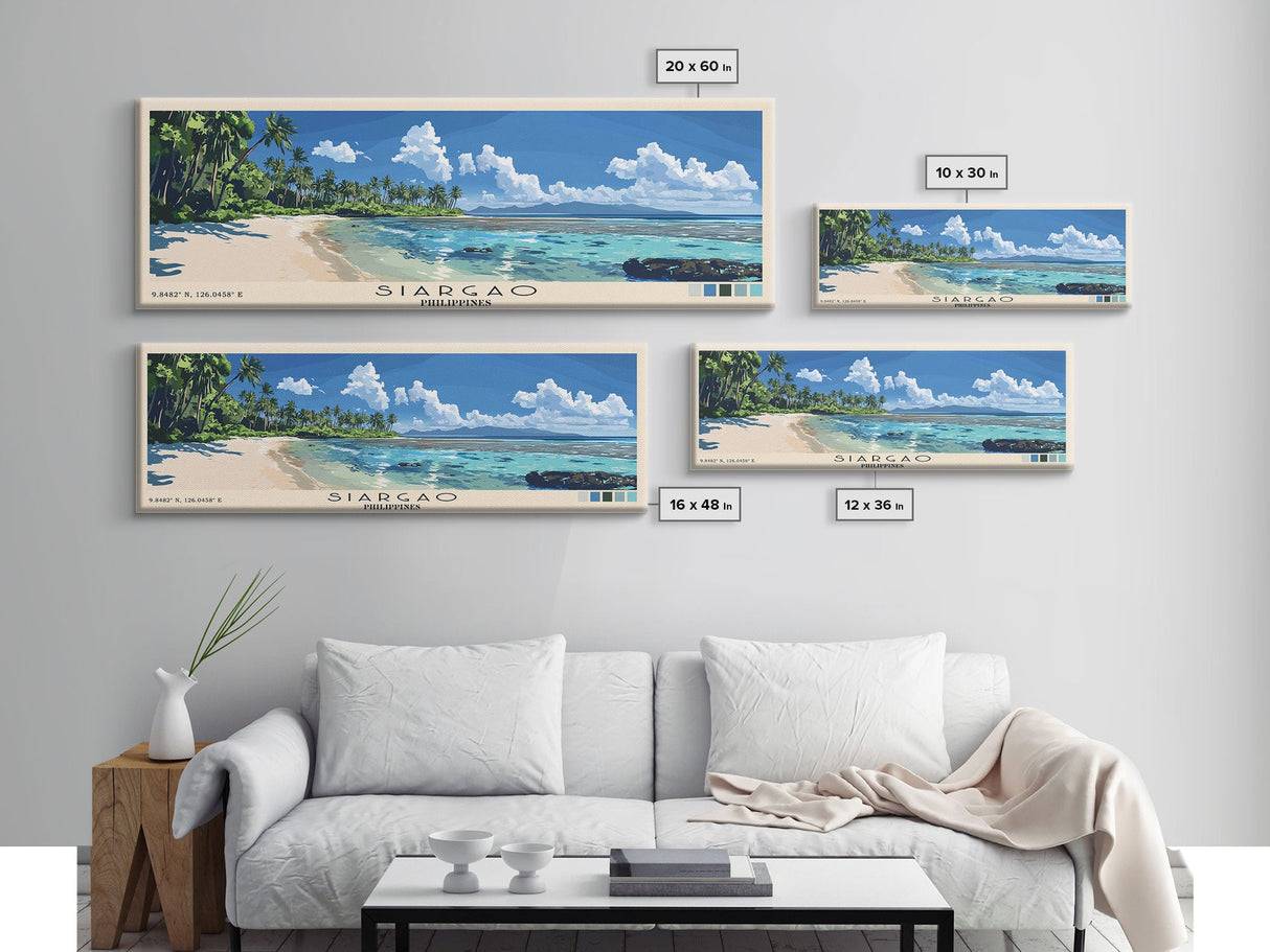 Siargao, Philippines Panoramic Print, Vacation Gift, Philippines Wall Art, Beach Painting, Beach Decor, Beach Or Lakehouse Art