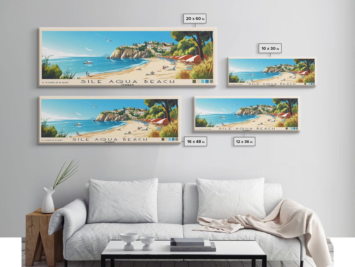 Sile Aqua Beach, Turkey Panoramic Print, Vacation Gift, Turkey Wall Art, Vacation Wall Art, Vacatation Memories, Beach Decor, Beach Or Lakehouse Art