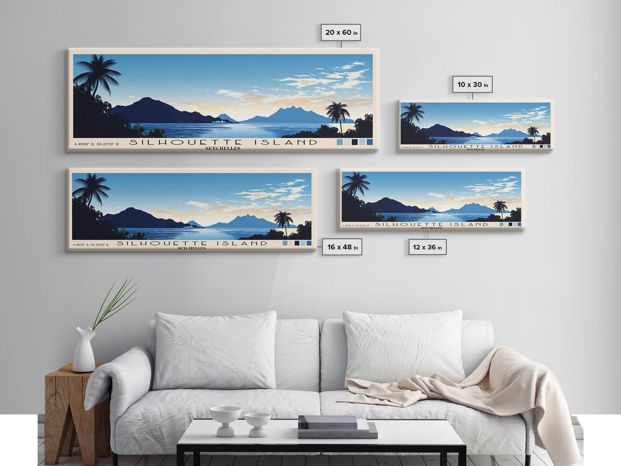 Silhouette Island, Seychelles Panoramic Print, Vacation Gift, Seychelles Wall Art, Beach Painting, Beach Decor, Beach Or Lakehouse Art