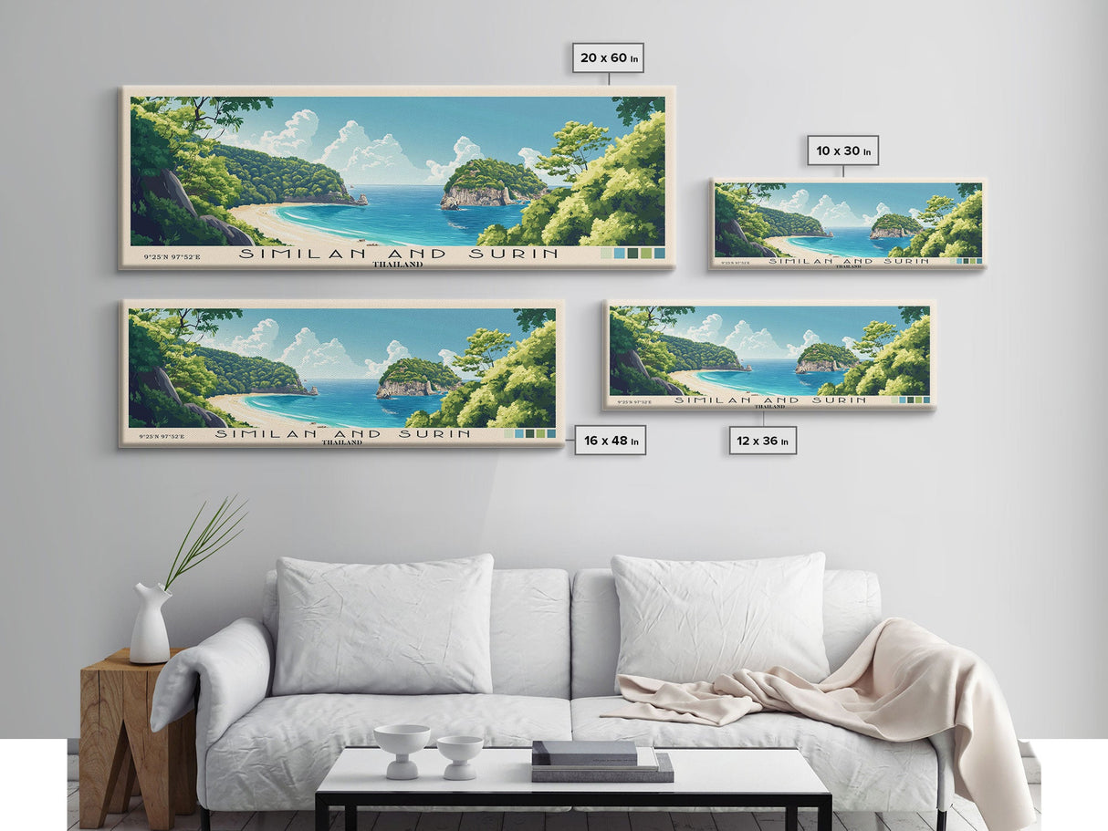 Similan and Surin, Thailand Panoramic Print, Vacation Gift, Thailand Wall Art, Vacation Wall Art, Vacatation Memories, Beach Decor, Beach Or Lakehouse Art