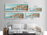 Siros, Greece Panoramic Print, Vacation Gift, Greece Wall Art, Beach Painting, Beach Decor, Beach Or Lakehouse Art