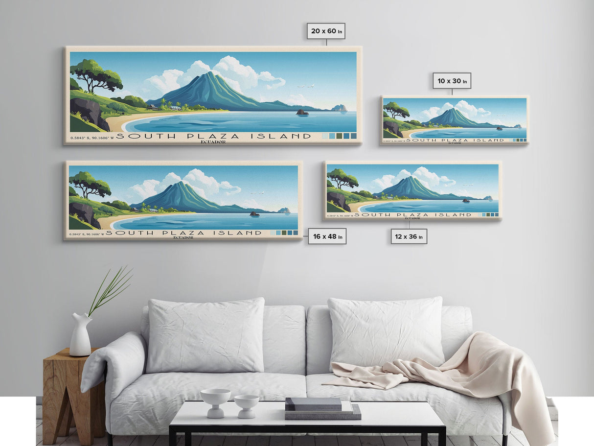 South Plaza Island, Ecuador Panoramic Beach Print, Vacation Gift, Ecuador Wall Art, Beach Painting, Beach Decor, Beach Painting