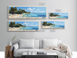 South Water Caye, Belize Panoramic Beach Print, Vacation Gift, Belize Wall Art, Framed Canvas Print, Framed Beach Painting