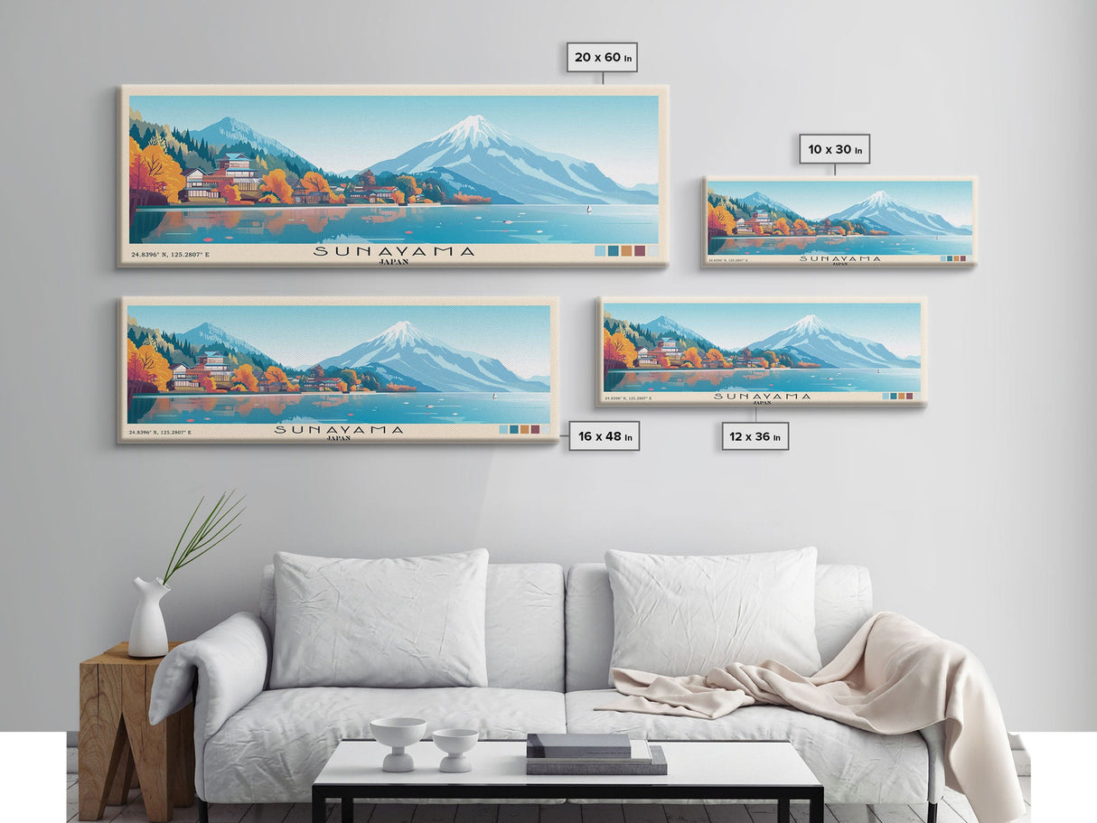 Sunayama, Japan Panoramic Beach Print, Vacation Gift, Japan Wall Art, Framed Canvas Print, Framed Beach Painting