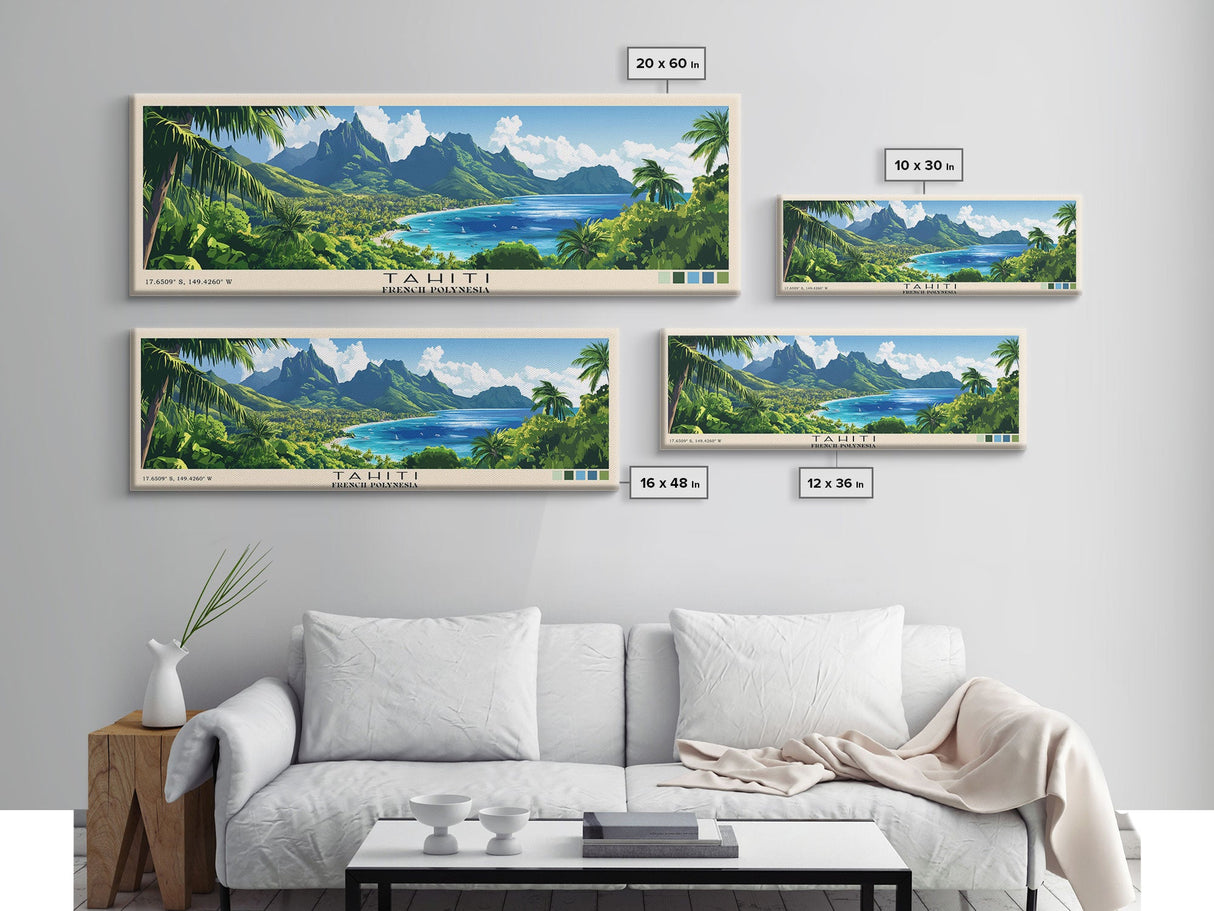 Tahiti, French Polynesia Panoramic Print, Vacation Gift, French Polynesia Wall Art, Vacation Wall Art, Vacatation Memories, Beach Decor, Beach Or Lakehouse Art