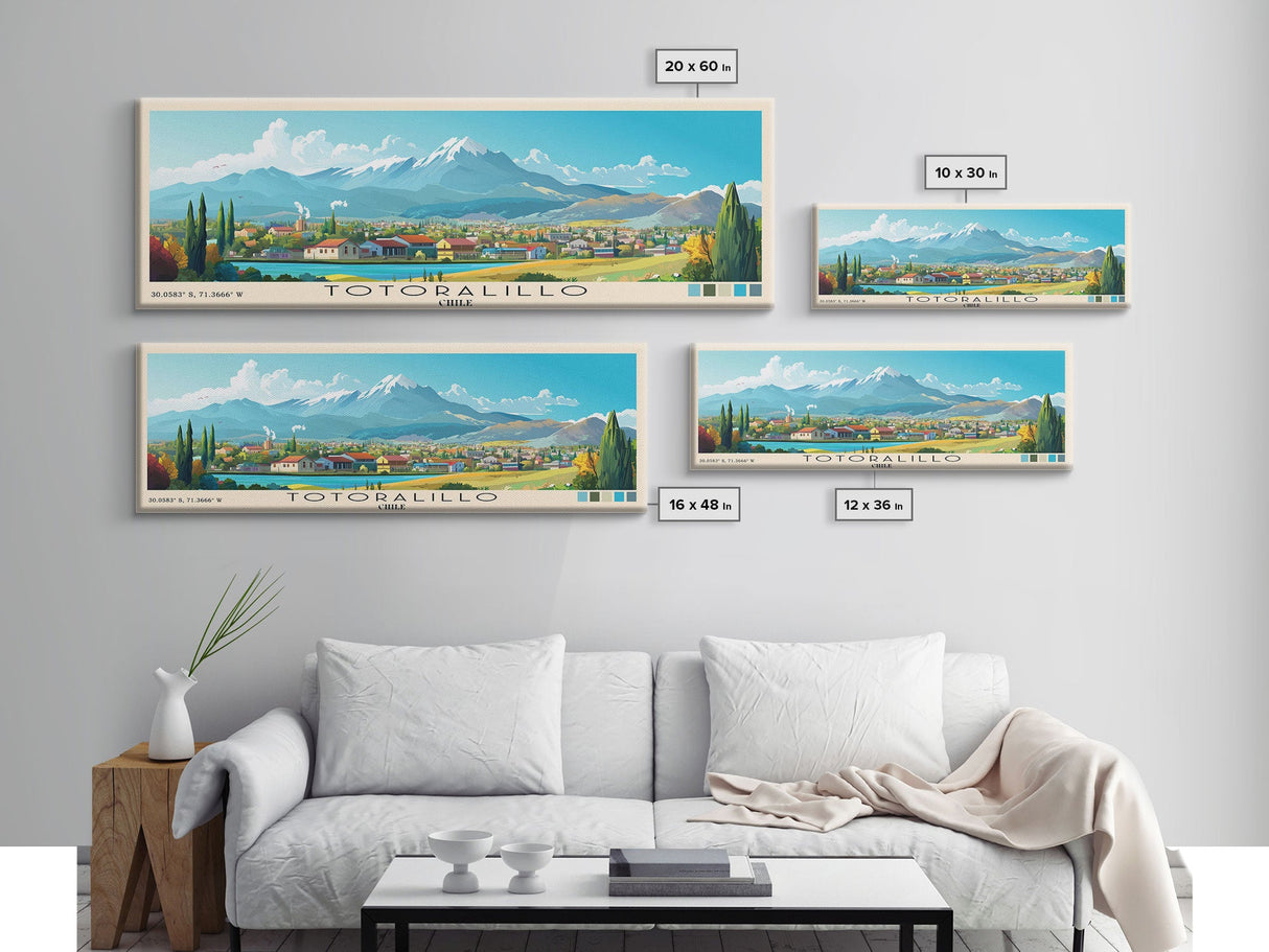 Totoralillo, Chile Panoramic Beach Print, Vacation Gift, Chile Wall Art, Beach Painting, Beach Decor, Beach Painting