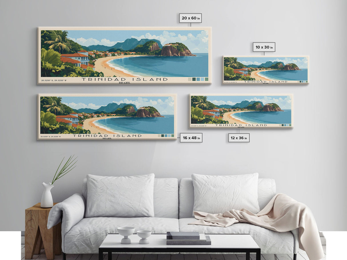 Trinidad Island, Brazil Panoramic Print, Vacation Gift, Brazil Wall Art, Beach Painting, Beach Decor, Large Wall Art, Wood Frame Art