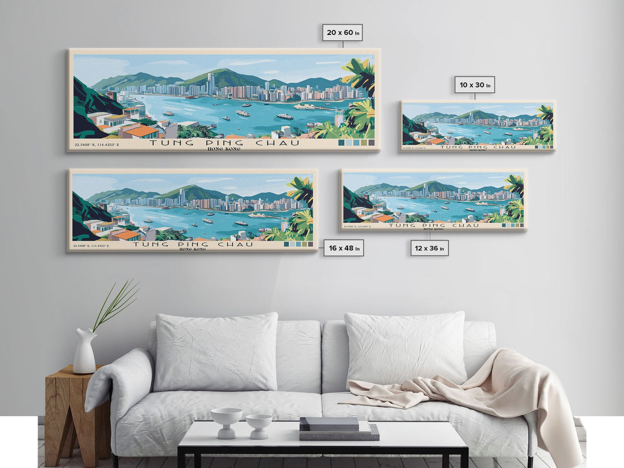 Tung Ping Chau, Hong Kong Panoramic Beach Print, Vacation Gift, Hong Kong Wall Art, Framed Canvas Print, Framed Beach Painting