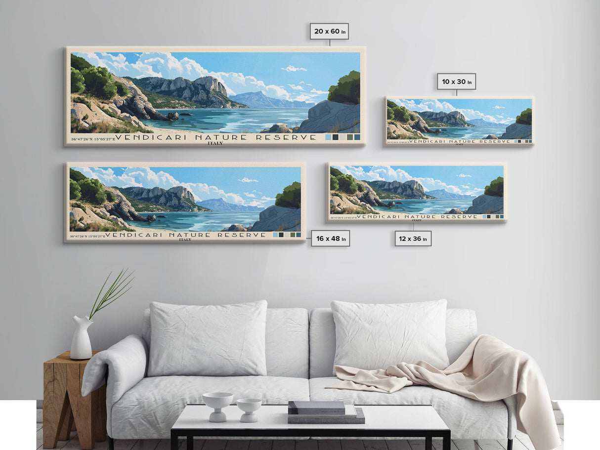 Vendicari Nature Reserve, Italy Panoramic Print, Vacation Gift, Italy Wall Art, Beach Painting, Beach Decor, Large Wall Art, Wood Frame Art