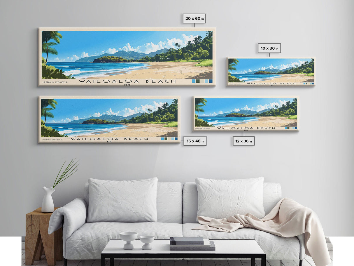 Wailoaloa Beach, Fiji Panoramic Print, Vacation Gift, Fiji Wall Art, Beach Painting, Beach Decor, Large Wall Art, Wood Frame Art