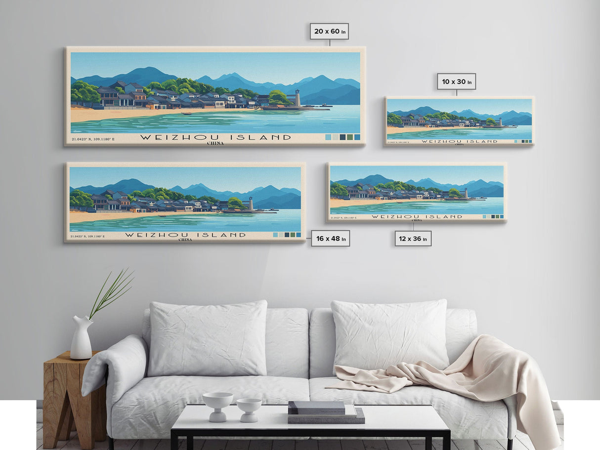 Weizhou Island, China Panoramic Beach Print, Vacation Gift, China Wall Art, Framed Canvas Print, Framed Beach Painting