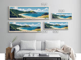 Whale Bay, New Zealand Panoramic Beach Print, Vacation Gift, New Zealand Wall Art, Framed Canvas Print, Framed Beach Painting