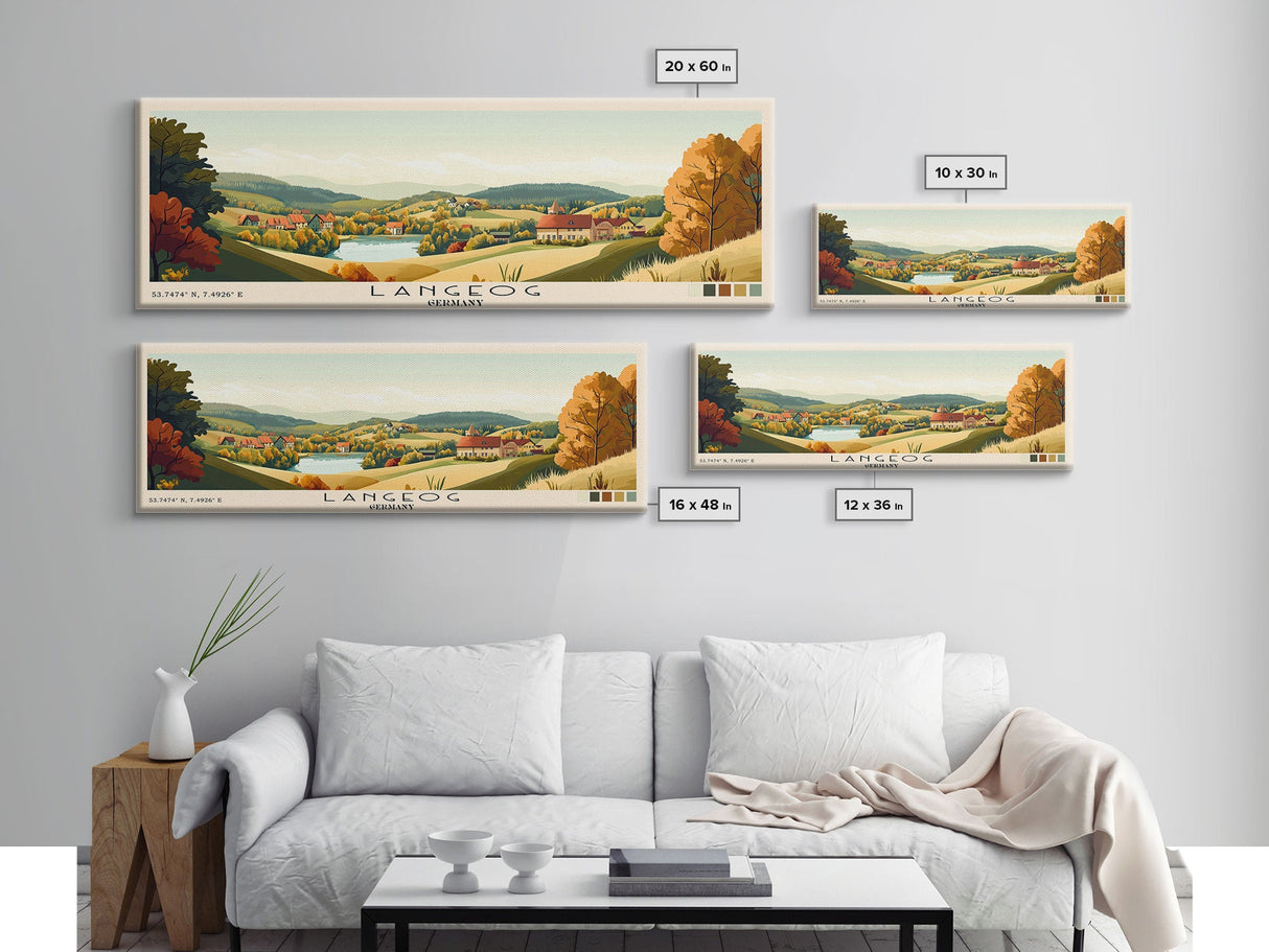 langeog, Germany Panoramic Beach Print, Vacation Gift, Germany Wall Art, Framed Canvas Print, Framed Beach Painting