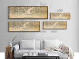 Vintage Panoramic Istanbul City Map Wall Art Canvas Print, Distressed Istanbul Map, Framed Wall Art, Cool Turkey Travel Wall Art, Office Art