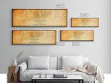 Panoramic Nashville Map Print, Framed Canvas Wall Art, Tennessee Street Map Art, Davidson City Street Road Map Wall Decor Panoramic Art