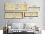 Panoramic Vintage Berlin Germany map print poster or framed canvas, map print poster canvas, Berlin city map print poster canvas, Travel Art