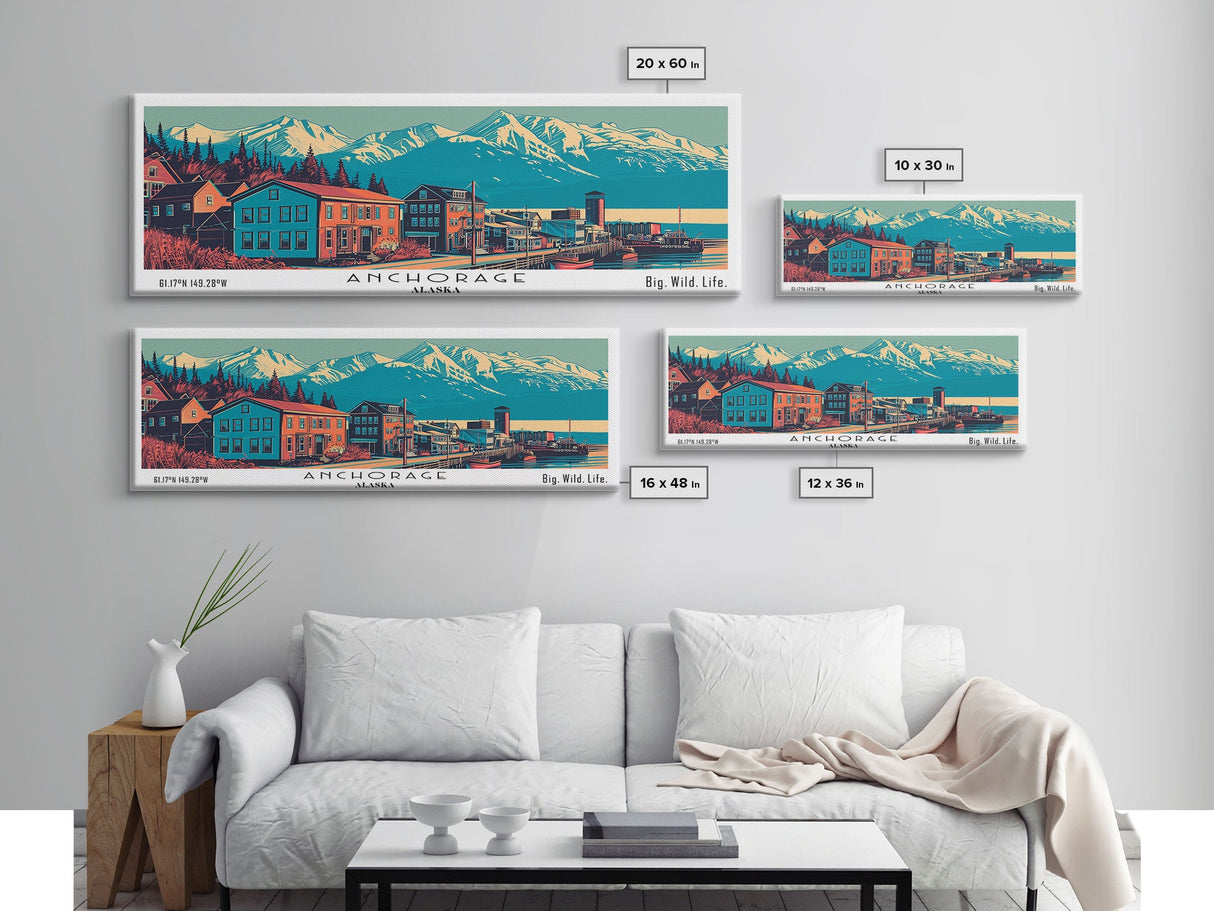 Anchorage Alaska Panoramic Travel Poster Canvas Print