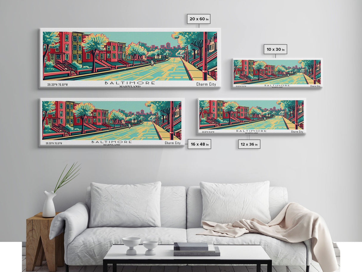 Baltimore Maryland Panoramic Travel Poster Canvas Print