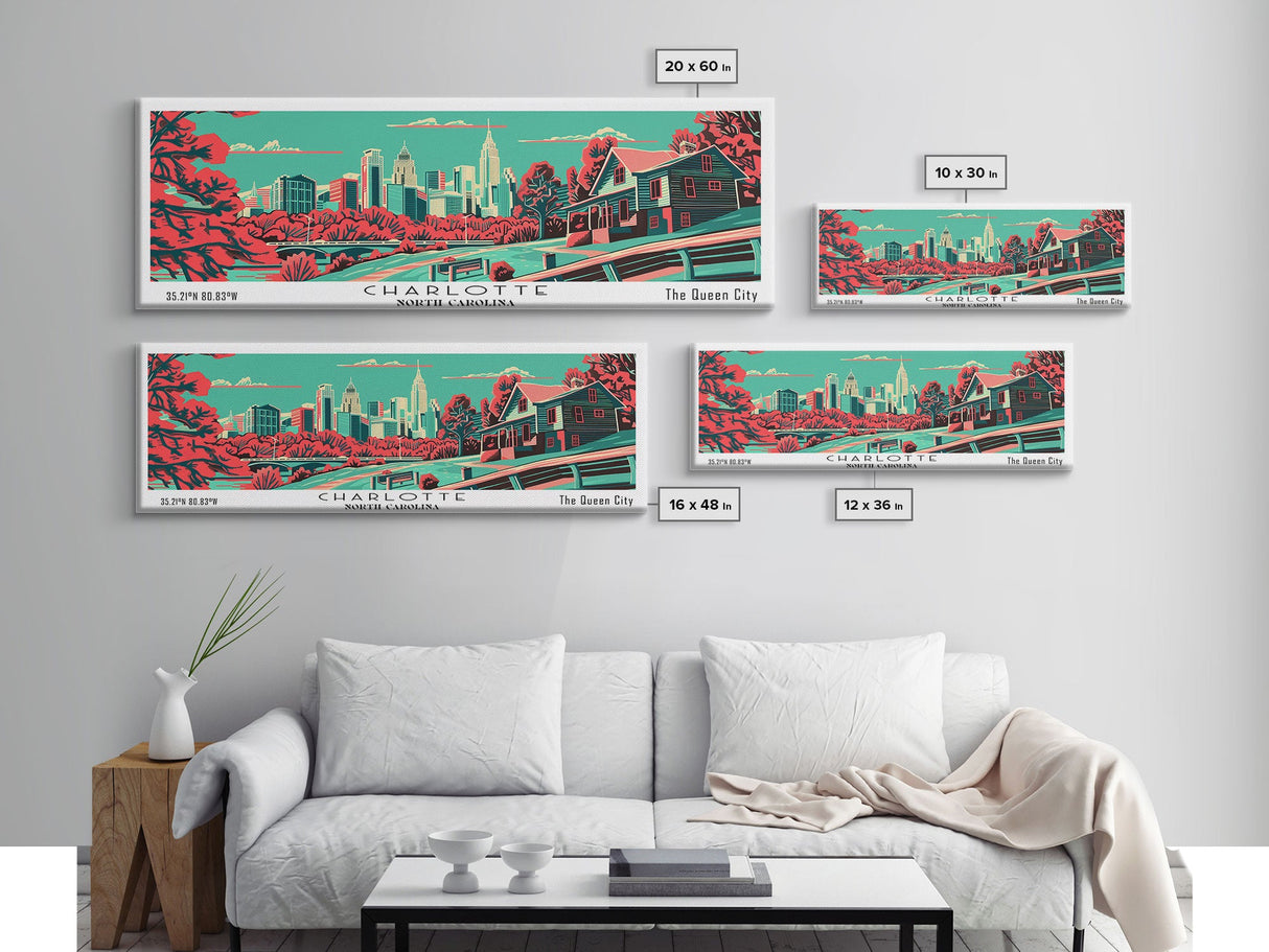 Charlotte North Carolina Panoramic Travel Poster Canvas Print