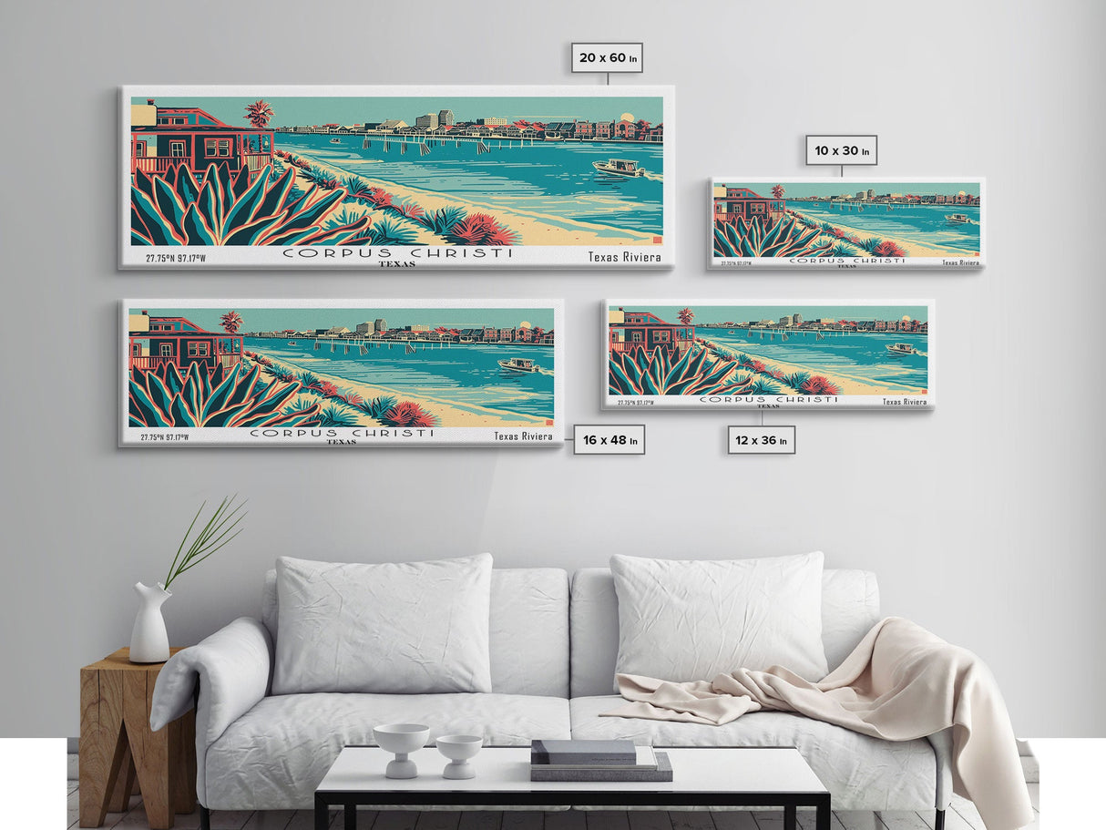 Corpus Christi Texas Panoramic Travel Poster Canvas Print