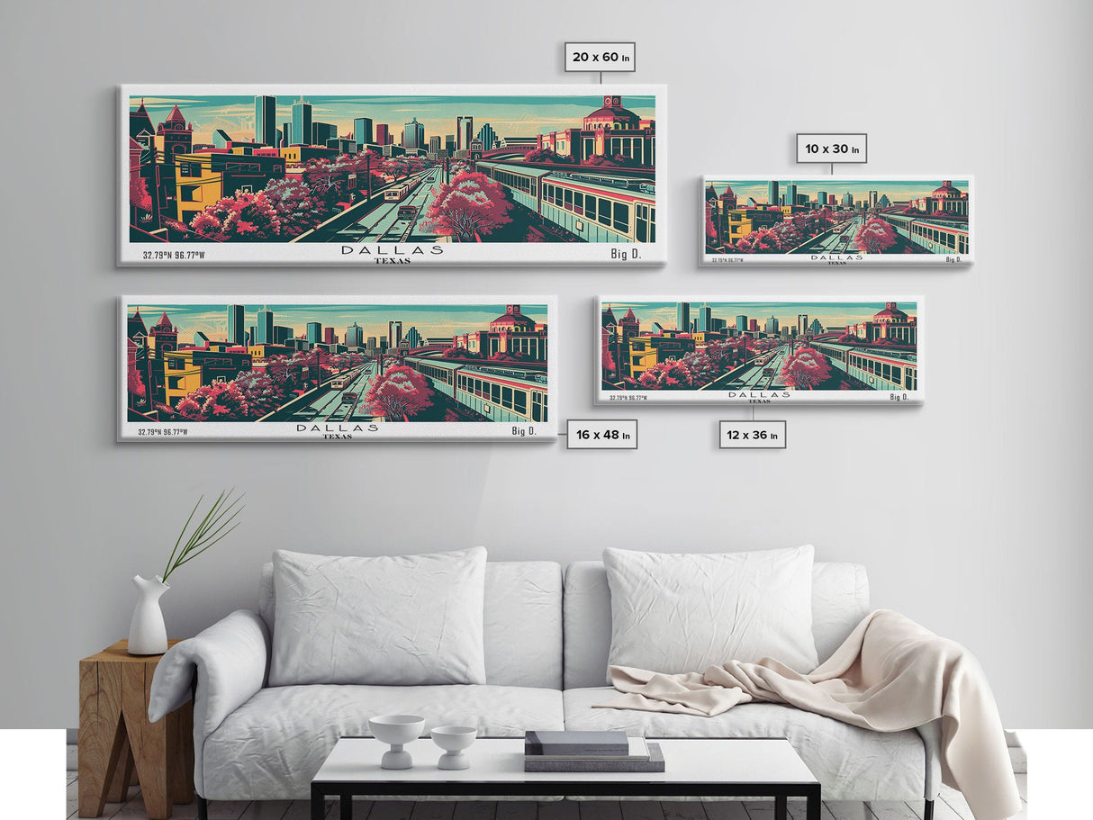 Dallas Texas Panoramic Travel Poster Canvas Print