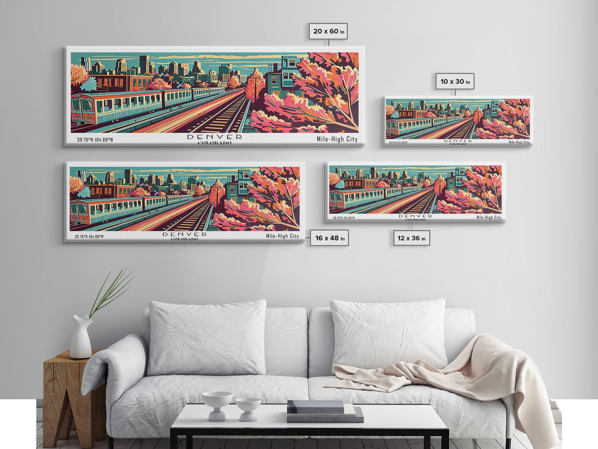 Denver Colorado Panoramic Travel Poster Canvas Print