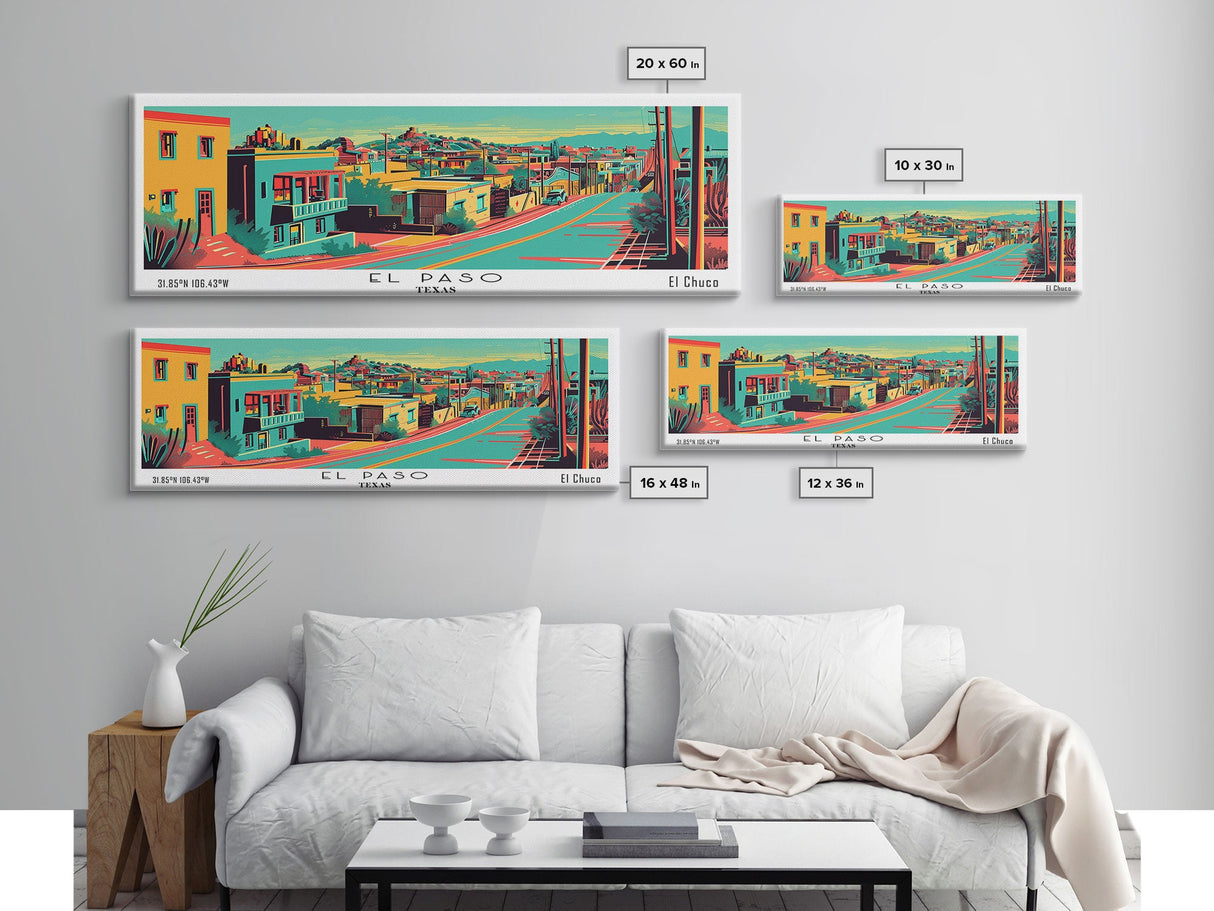 El Paso Texas Panoramic Travel Poster Canvas Print