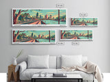 Houston Texas Panoramic Travel Poster Framed Canvas Print, Mid Century Modern Art, Pop Art Style, Wall Art, Living Room Decor, Home Decor, Retro Style Art