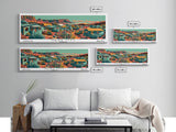 Mesa Arizona Panoramic Travel Poster Framed Canvas Print, Mid Century Modern Art, Pop Art Style, Wall Art, Home Decor, Office Wall Art