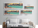 San Antonio Texas Panoramic Wall Art Framed Canvas Print, Travel Poster, Mid Century Modern Art, Pop Art Style, Home Decor, Office Art