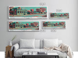 Wichita Kansas Panoramic Wall Art Framed Canvas Print, Travel Poster, Mid Century Modern Art, Pop Art Style, Wall Decor, Office Wall Art