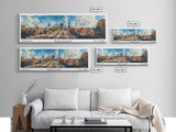 Raleigh North Carolina Panoramic Print, Beautiful Framed Canvas Print, Travel Poster Art, Living Room Decor, Office Wall Art