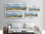 Tucson Arizona Panoramic Painting, Framed Canvas Print, Retro Travel Poster, Artistic Wall Art, Unique Living Room Decor, Office Gift Idea