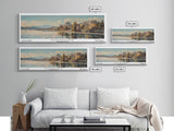 Vancouver Washington Panoramic Framed Canvas Print, Retro Style Wall Art, Unique Travel Poster, Artistic Living Room Decor, Office Gift Idea