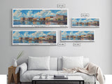 Wilmington North Carolina Panoramic Framed Canvas Print, Retro Style Travel Poster, Artistic Wall Art, Unique Office Decor, Living Room Gift