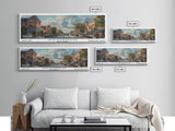 Woodbridge New Jersey Panoramic Framed Canvas Print, Artistic Travel Poster, Retro Wall Art, Unique Office Decor, Living Room Gift, Original Artwork