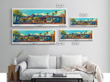 Gilbert Arizona Panoramic Wall Art Framed Canvas Print, Mid Century Modern Art, Pop Art Style, Travel Poster, Home Decor, Retro Style