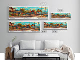 Lexington Kentucky Panoramic Framed Canvas Print, Mid Century Modern Pop Art, Retro Wall Art Decor, Travel Poster Painting